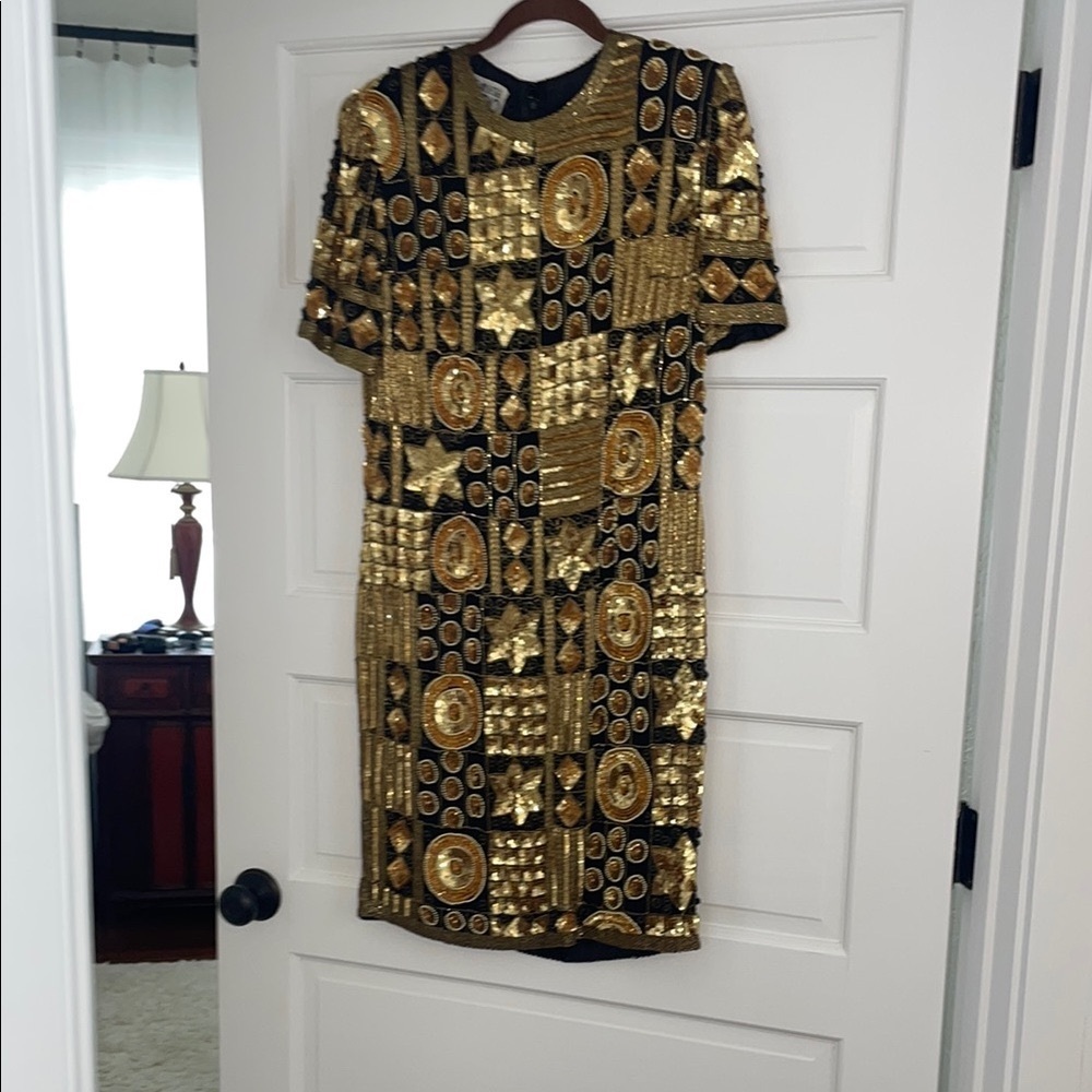 Gold and Black Sequin Dress